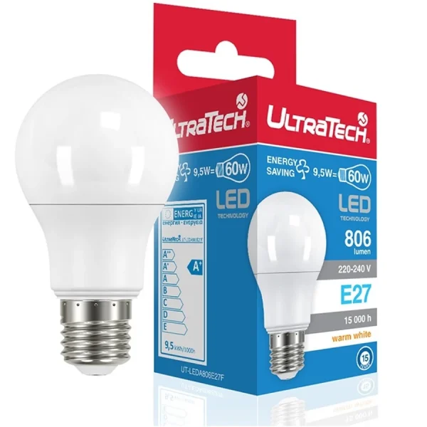 Izzó-LED E27/8,5W(60W)/806lm 3000K ULTRATECH LED