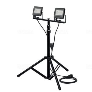 LED állványos reflektor 2X20W, SLIM 3600lm, 220-240VAC, IP65, 4000K, fekete
