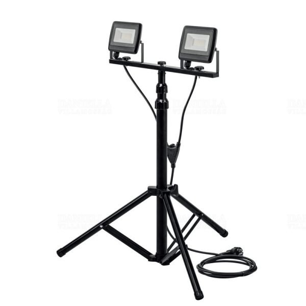 LED állványos reflektor 2X20W, SLIM 3600lm, 220-240VAC, IP65, 4000K, fekete