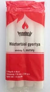 Gyertya, háztartási 5dkg 4db/csom