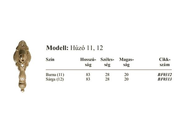 Fogantyú-húzó 12 sárga BF0313 (műfém) (4C)