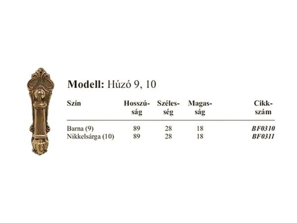Fogantyú-húzó 9 (műfém) barna BF0310 (4C)