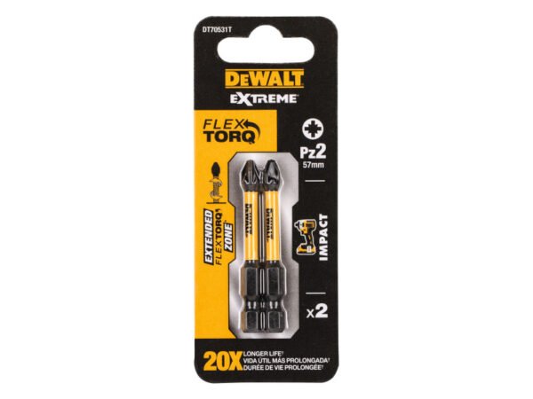 Dewalt extreme impact bithegy pz2x57mm (2db)dt70531t-qz