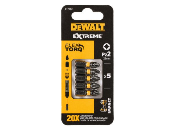 Dewalt extreme impact bithegy pz2x25mm (5db)) dt7387t-qz