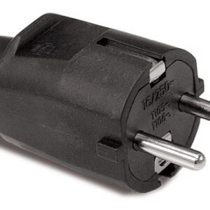 Földelt gumi dugvilla fekete, 16A-250V (1106)