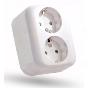 STILO FORTE 2x2P+F Schuko fehér falon kívüli kettős földelt csatlakozóaljzat gyermekvédelemmel STI281 SF-01-210