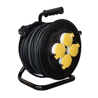 2 pólusú műanyag kábeldob fém tartóval 25fm H07RN-F 3G1,5mm2, IP44 4x2P+F GT!!! Stilo STI1167