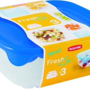 Curver F&G Ételtartó szett (0,25+0,8+1,7L) Szögletes Sötétkék/Átlátszó